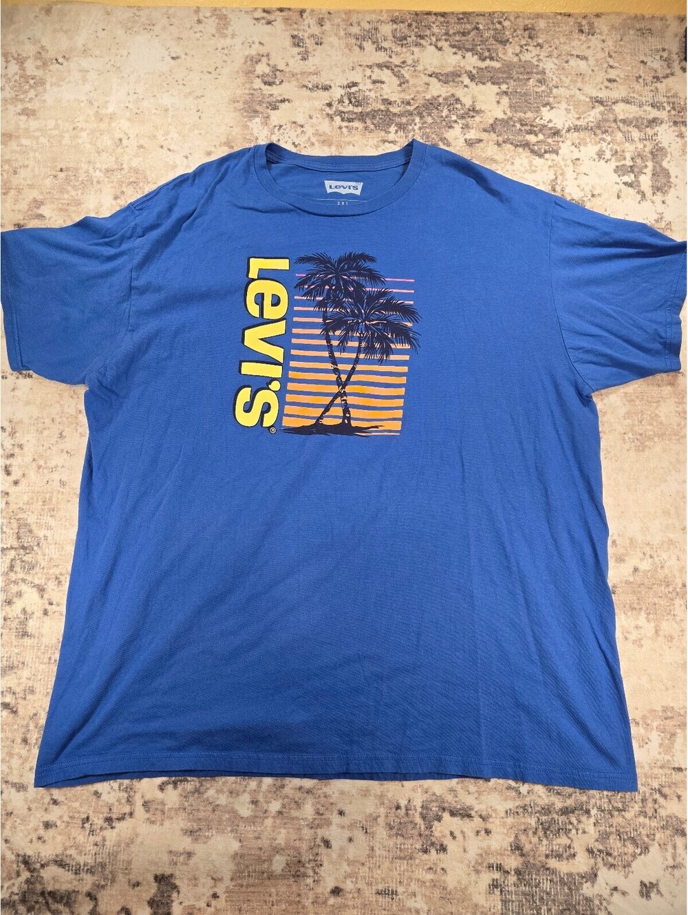 Levi's Blue Graphic Palm Tree T-Shirt Size 2XL (A2 011)